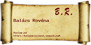 Balázs Rovéna névjegykártya